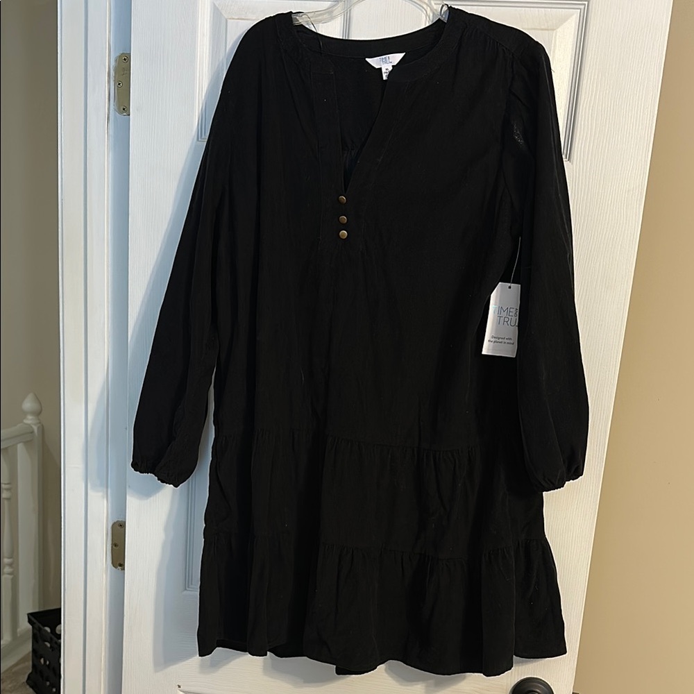 Time and Tru Black Tiered Long Sleeve Sundress